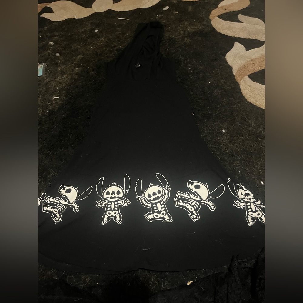 Skeleton Stitch Hooded Tank Top Dress